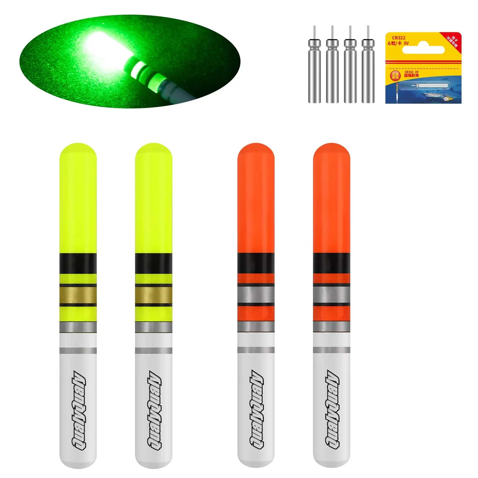 QualyQualy 2pcs Luminous Light Glow Stick For Floats LED Electronic Night Fishing Light Sticks Fishing Rod Indicator lights