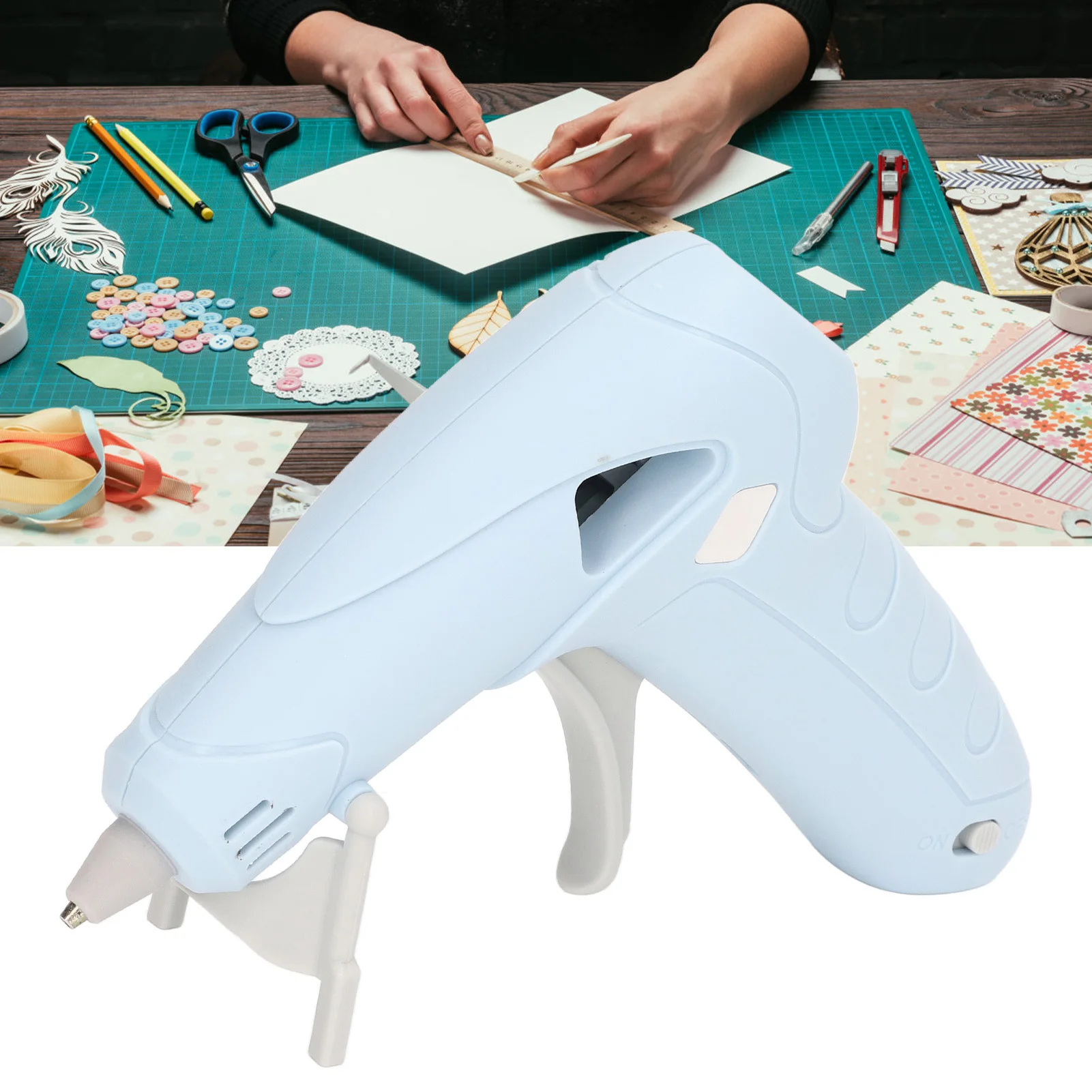 【HOT】10W 무선 핫 글루건 충전식 USB 수동 2200mAh 전기 글루건, 7mm 글루 스틱용 방열 노즐 포함, 사무실용