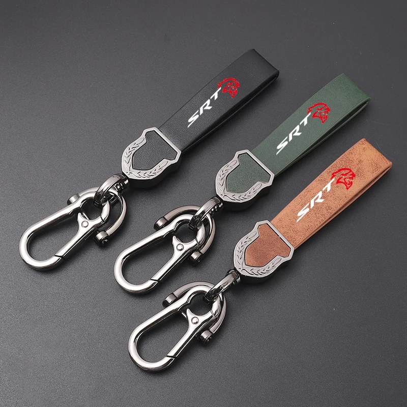 High-grade leather Ultra-clear printing High-quality key chain Keychain For DODGE SRT car accessories