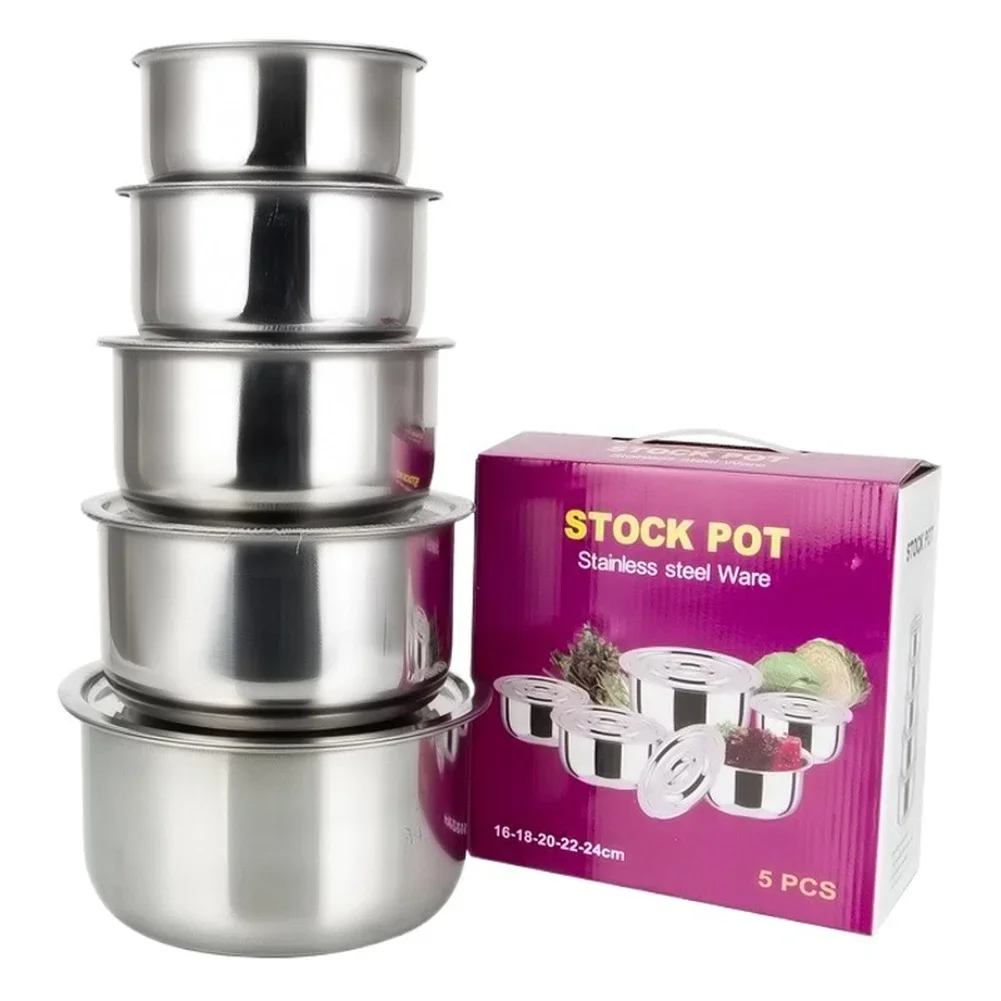 

Stainless Steel Soup Pot Stock Pot Set With Lid Food Containers Kitchenware Stew Pot Cooking Tools Cookware Kitchen Accessories
