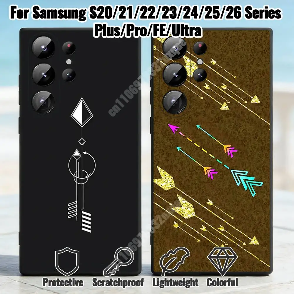 Arrow Feather Pattern Phone Case for Samsung Galaxy S30 26 25 Ultra Plus S24 23 22 FE Lite S21 20 TPU Cover