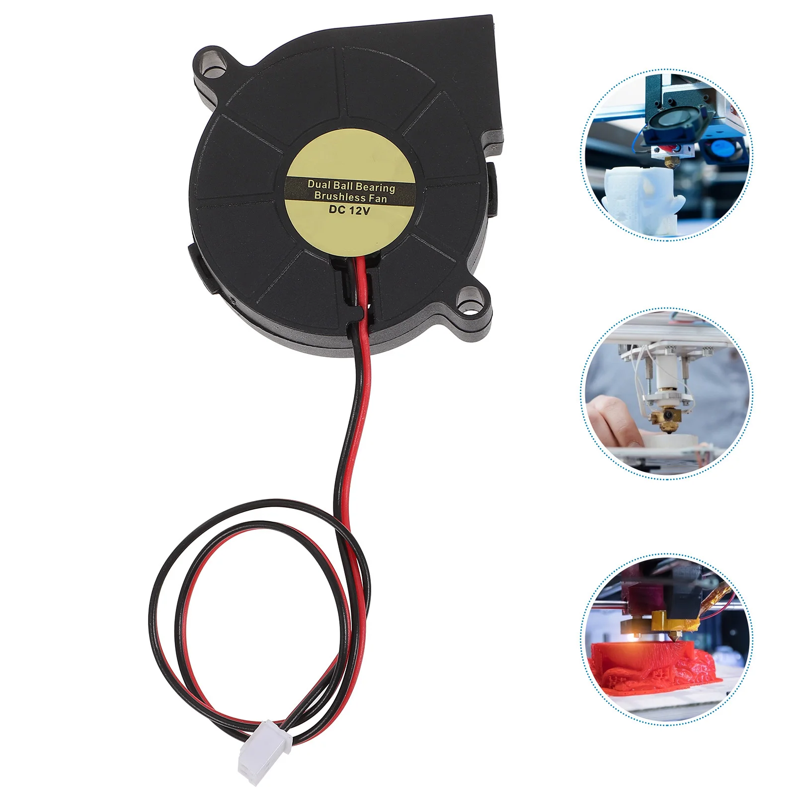 

50x15mm DC 12V 0.28A Blower Fan 5015 Hydraulic Bearing Small Cooler for Inflatable Yard Decorations Replacement