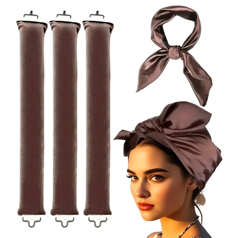 

Набор щипцов для завивки из 4 предметов — без нагрева, ночные локоны, 3 палочки для укладки и платок, подходит для легких локонов причесок.