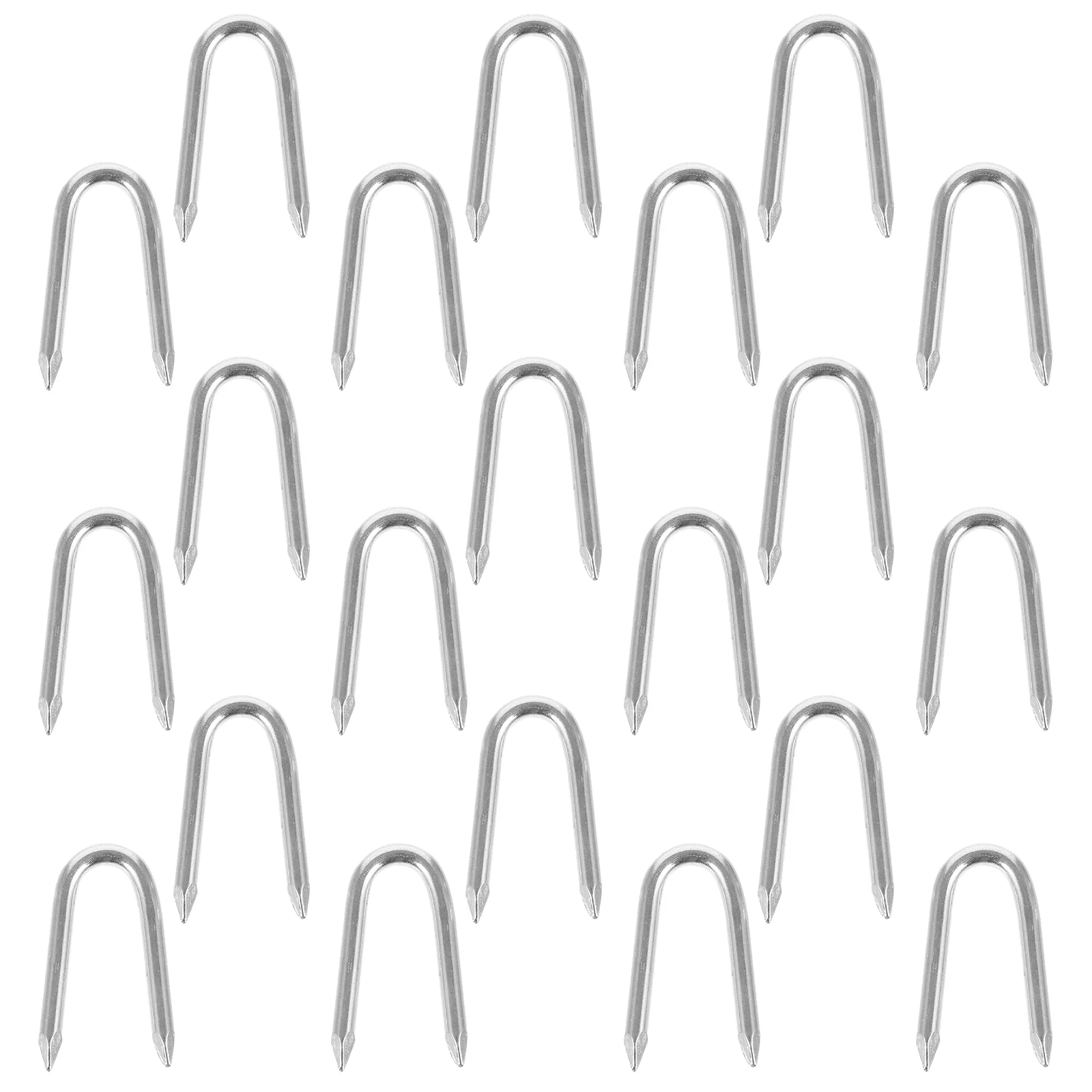 50 Pcs Fence Iron Nail Wire Mesh U-shaped Stakes Fixing Fences Metal Windproof Pegs Silver