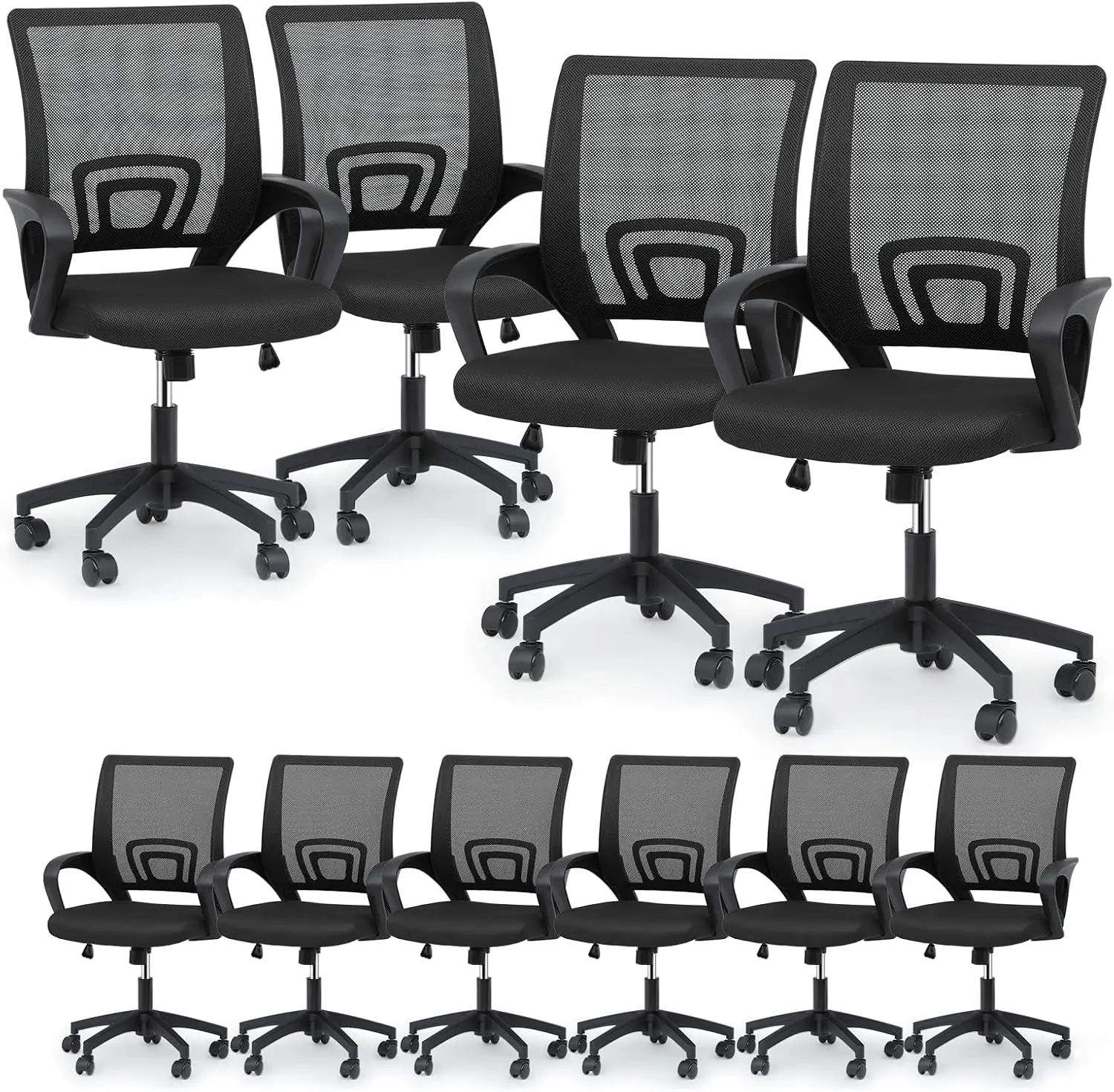 

Magshion Ergonomic Office Chair 10 Pack, Mid-Back Mesh Desk Chair, Adjustable Swivel Computer Chair with Lumbar Support & Breath