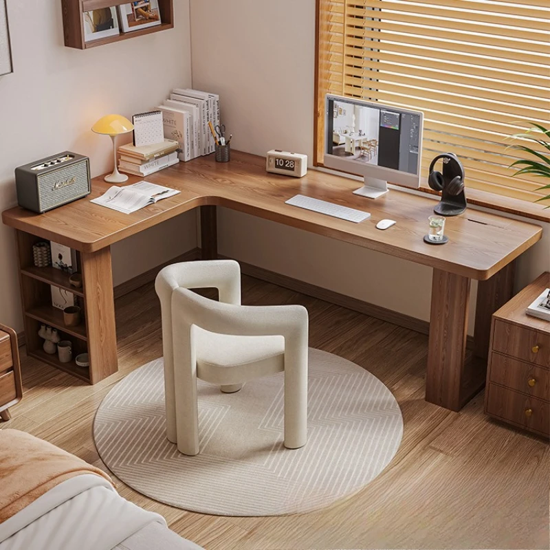 Desk, bookcase, home study, wall against wall, single creative desk, writing workbench