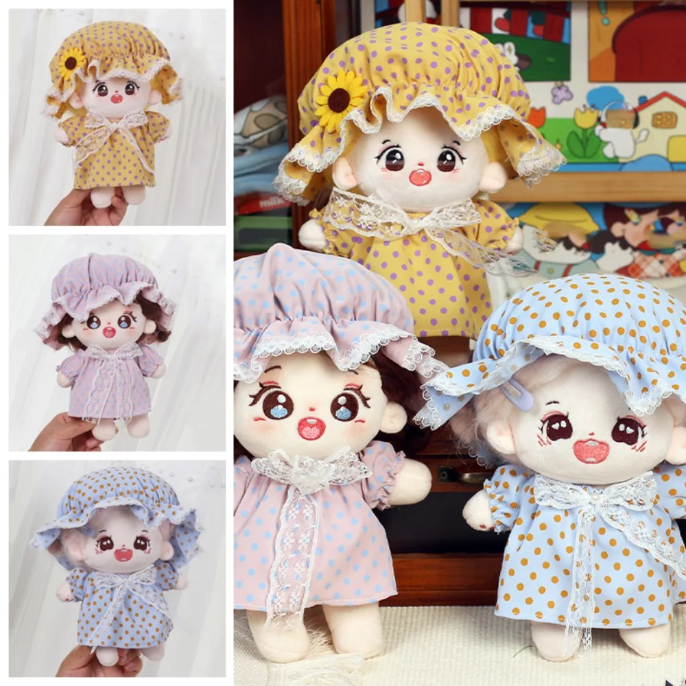 1 set Spotted Skirt 20cm Cotton Doll Dress DIY Clothing Outfit Cotton Doll Clothes Suit Mini Kawaii Plush Doll Clothes