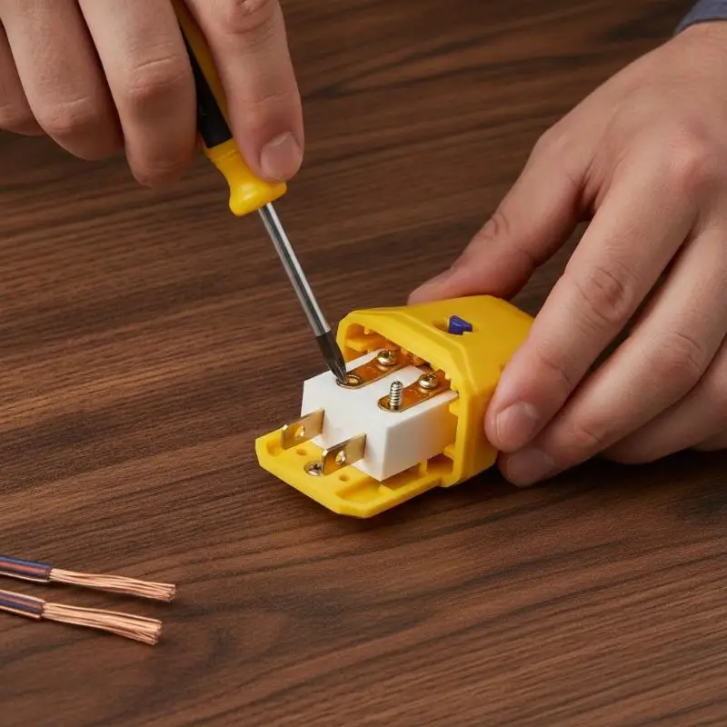 Flame-Retardant Drop Resistant 2-Prong Electric Plug Heavy-Duty Yellow for Indoor Outdoor Electrical Repair Works