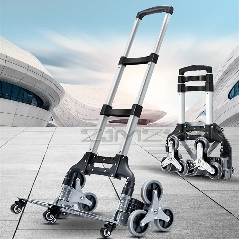 150KG All Terrain Stair Climbing Cart Portable Hand Truck With Bungee Cord Folding Trolley For Upstairs Cargo With Bag 6 Wheels