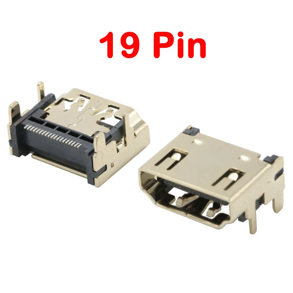 5Pcs HDMI Socket Jack A Type 19PIN SMT Patch HD Interface Connector Port HDMI Female Gold-plated Copper Shell A-type 19PIN