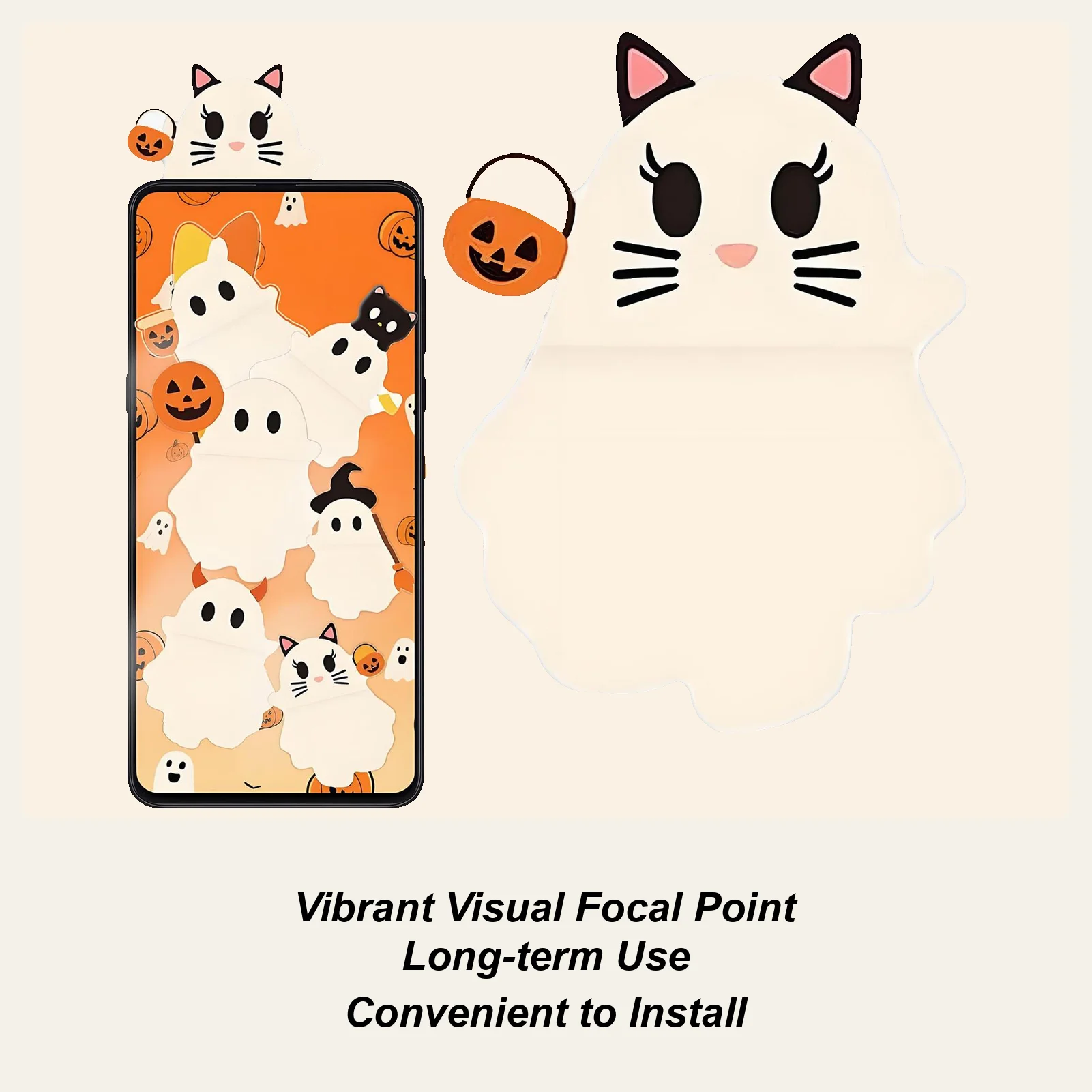 Minifiguren voor telefoonhoesje Halloween Ghost Smartphone Beeldje Halloween Mini Figuur Peel-and-stick Decoraties voor mobiele telefoon