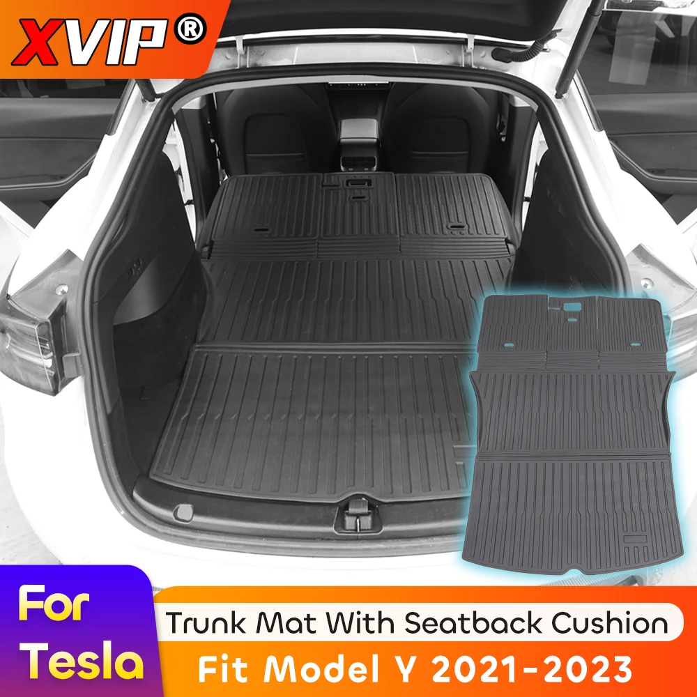 

XVIP TPE Rear Seat Back Cover Backrest Protector For Tesla Model Y 2021-23 Trunk Anti-scratch Pad Anti-dirty Interior Mat Rubber