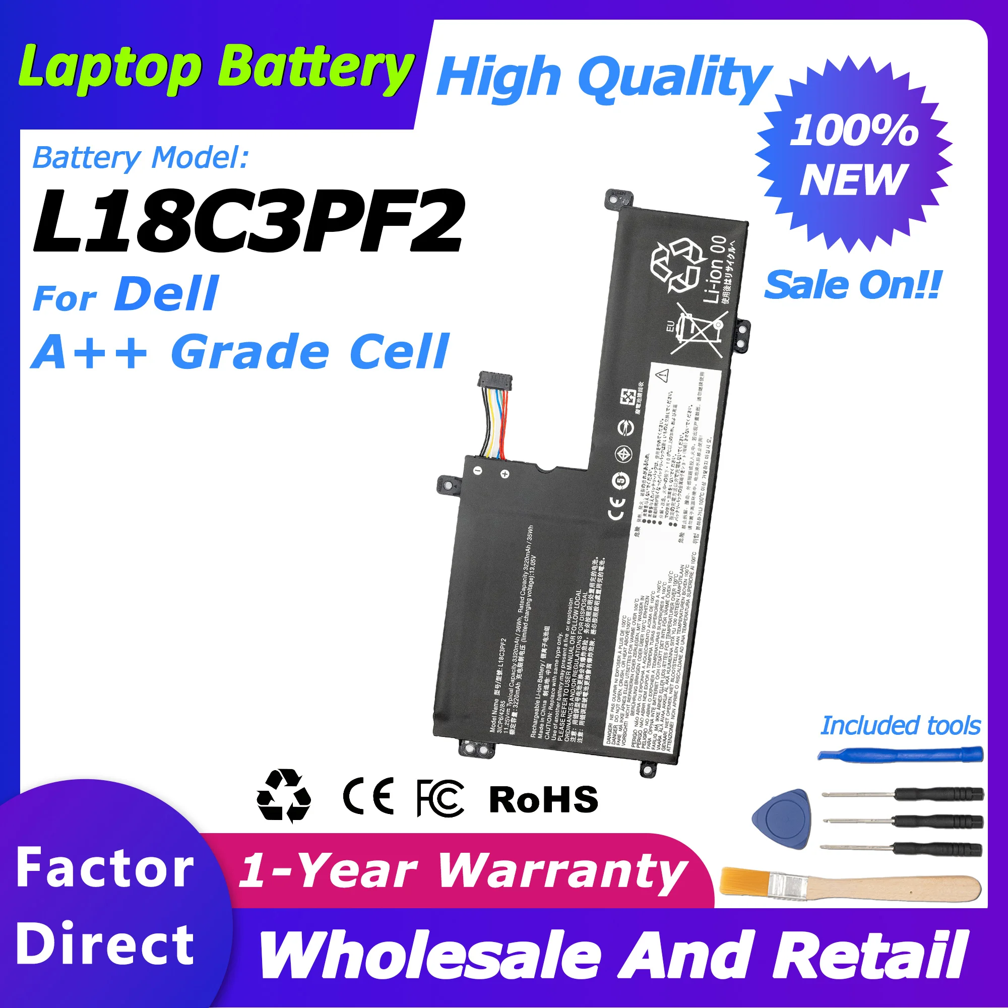 

L18C3PF2 Laptop Battery Replacement for Lenovo IdeaPad 340-13IML Series L18M3PFB/L18L3PF7 battery 3280mah