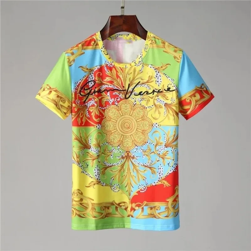 

Мужские и женские летние футболки с 3D принтом в стиле барокко, королевский роскошный маленький цветочный топ с круглым вырезом и короткими рукавами, свободный оверсайз, красивый топ