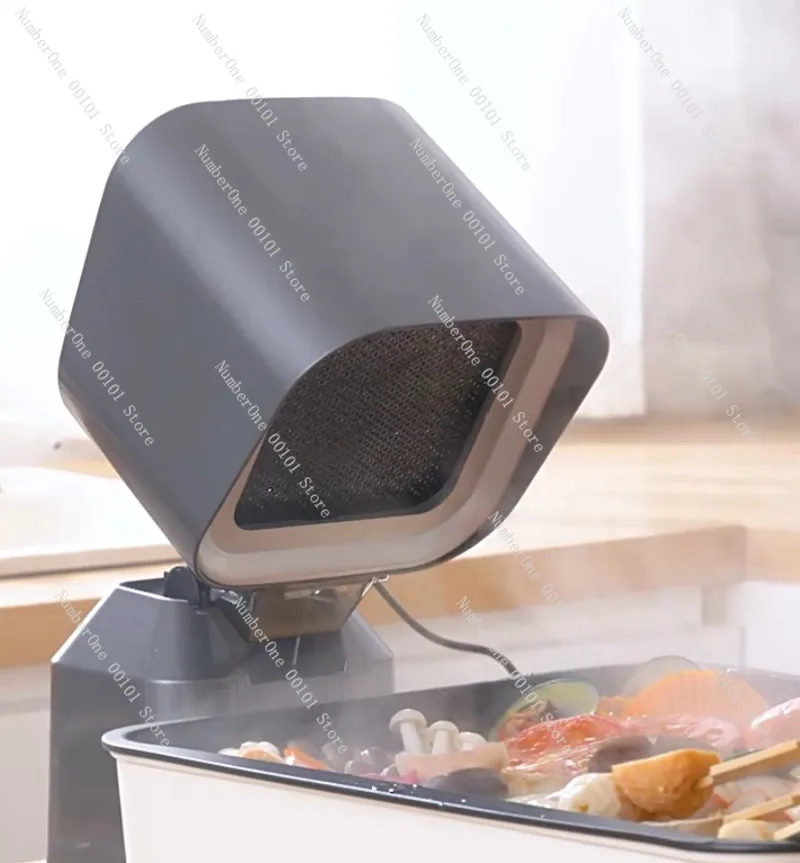Portable Desktop Range Hood, Mini Smoke Extractor & Air Purifier for Home Kitchen BBQ Hot Pot, USB Rechargeable