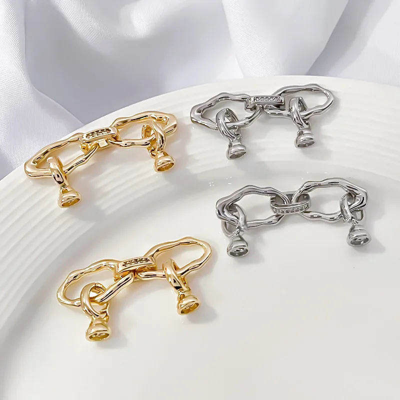 1 Piece Copper Irregular Double Ring Pearl Connection Buckle DIY Bracelet Necklace Accessorie Jewelry Making Materials Wholesale