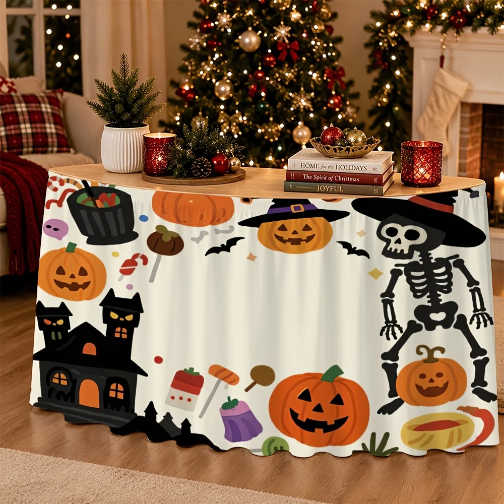 One party dress featuring Halloween elements such as pumpkins,skulls and cats. Perfect for birthdays,Christmases and Halloweens.