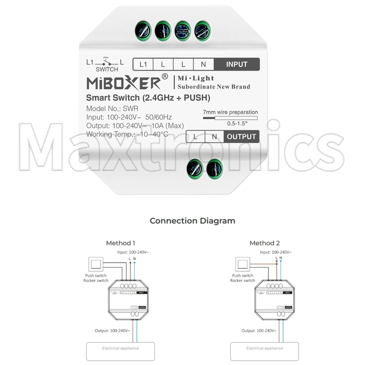 Miboxer 2.4G Smart Switch WiFi SWL/PUSH SWR Remote Control LED Lights 10A AC100-240V Support Tuya Smart App Control Multi Timmer