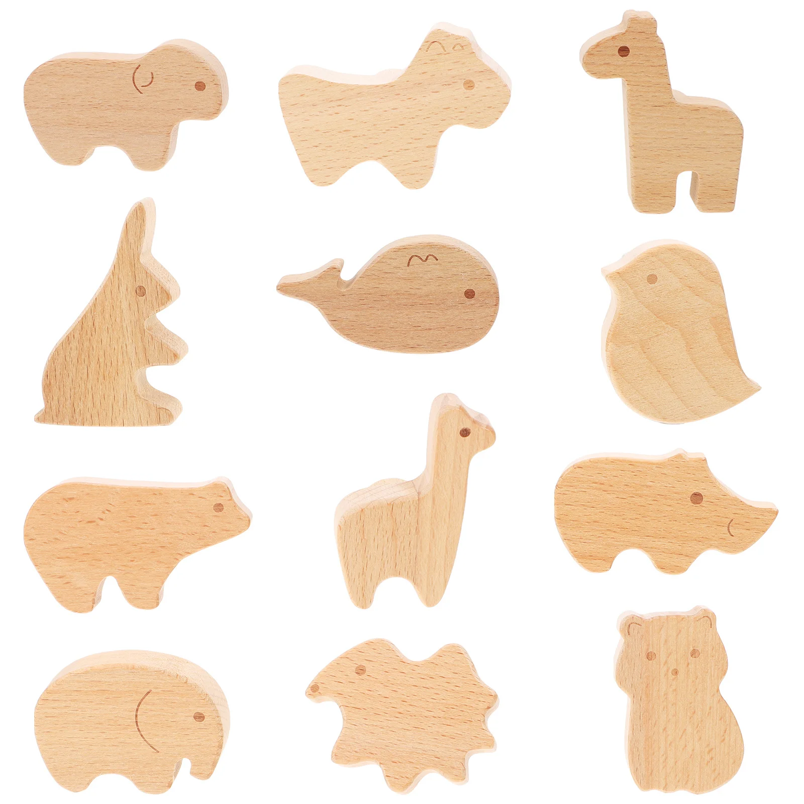 

12Pcs Wooden Animal Cabinet Pulls Natural Wood Drawer Knobs Cute Kids Room Nursery Furniture Handles Animal Design Dresser
