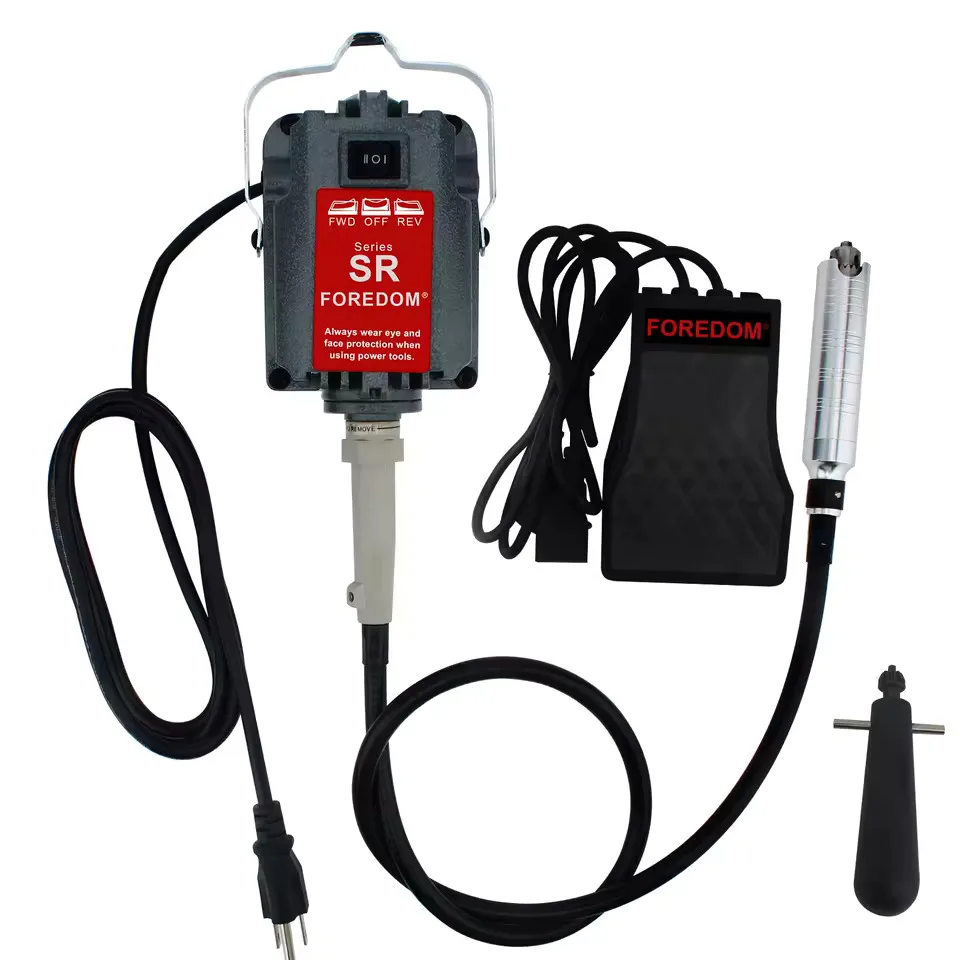 

SR Professional Flex Shaft Machine Электрическая шлифовальная машина 230 Вт с патроном 6 мм и бесступенчатой педалью для резьбы по камню ювелирных изделий по дереву