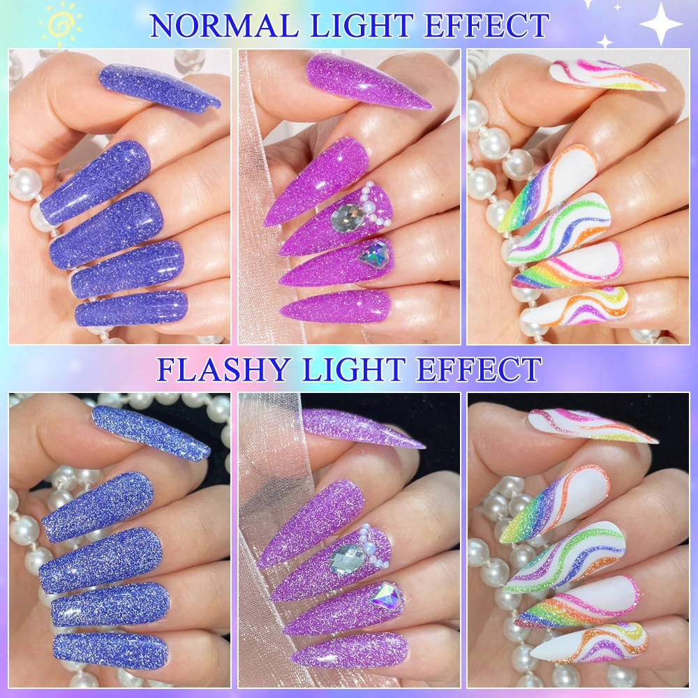 MIZHSE 6/8/12PCS Gel Nagellak Set Neon Reflecterende Glitter Gel Losweken UV/LED Gel Vernissen Alle Voor Manicure Acryl Nail Kit