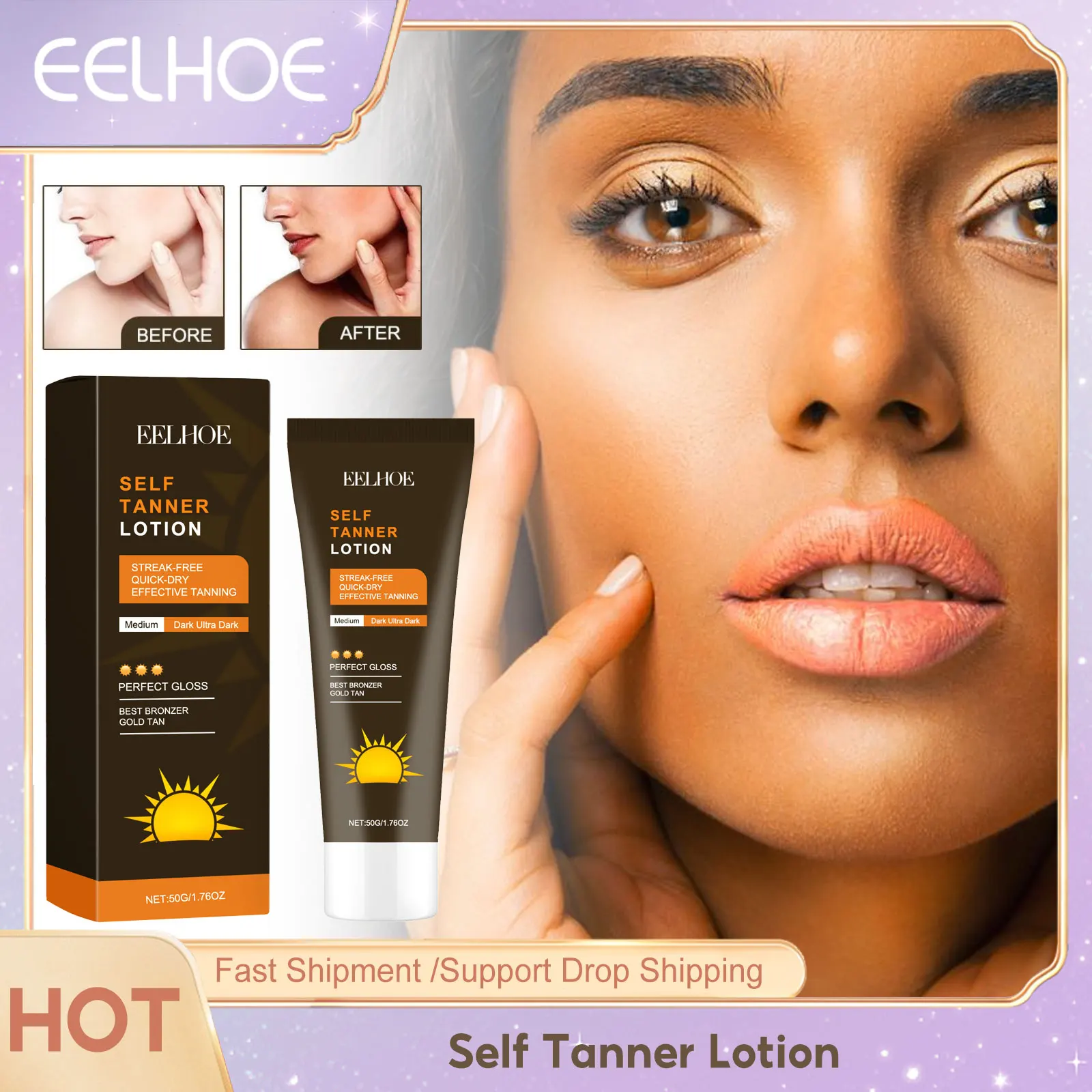 EELHOE Fake Tan Self Tanner  Long Lasting Self-Tanning Cream Body And Face Original Sunbed Cream Bronzer Body Lotion Tanning Gel