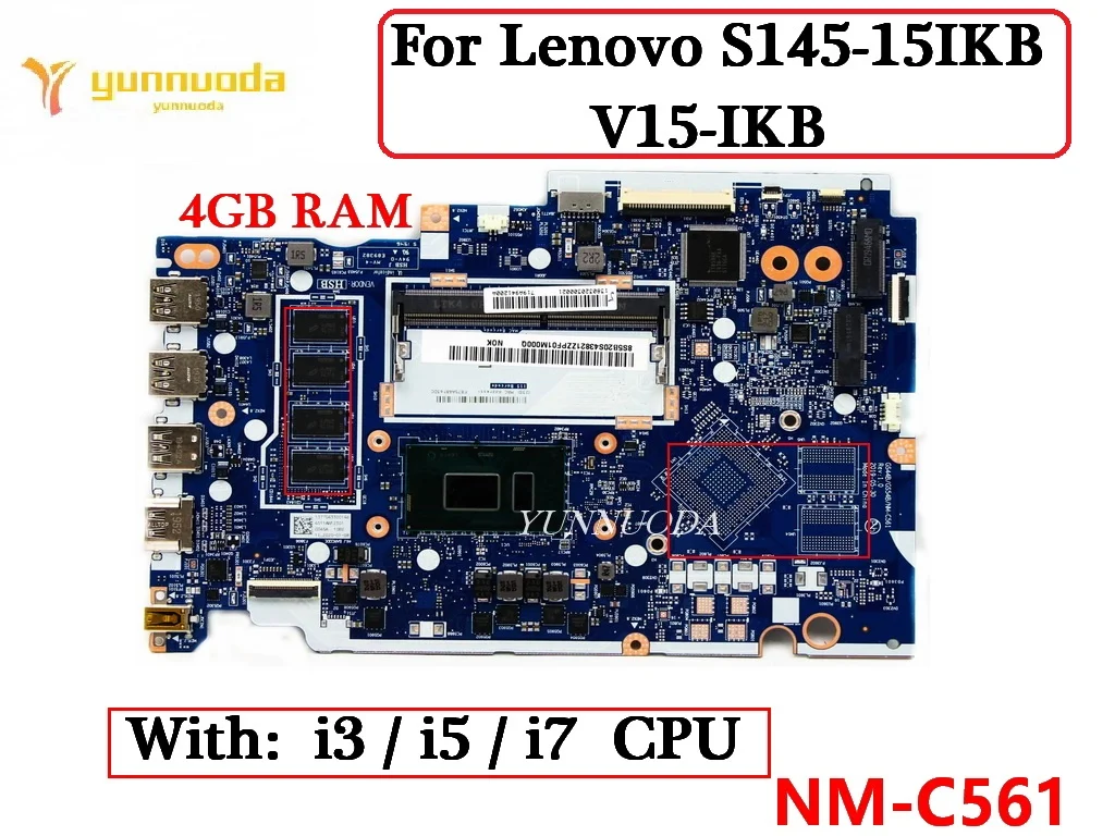 

NM-C561 For Lenovo S145-15IKB V15-IKB s145 Laptop Motherboard with I3 I5 I7 CPU DDR4 100% tested