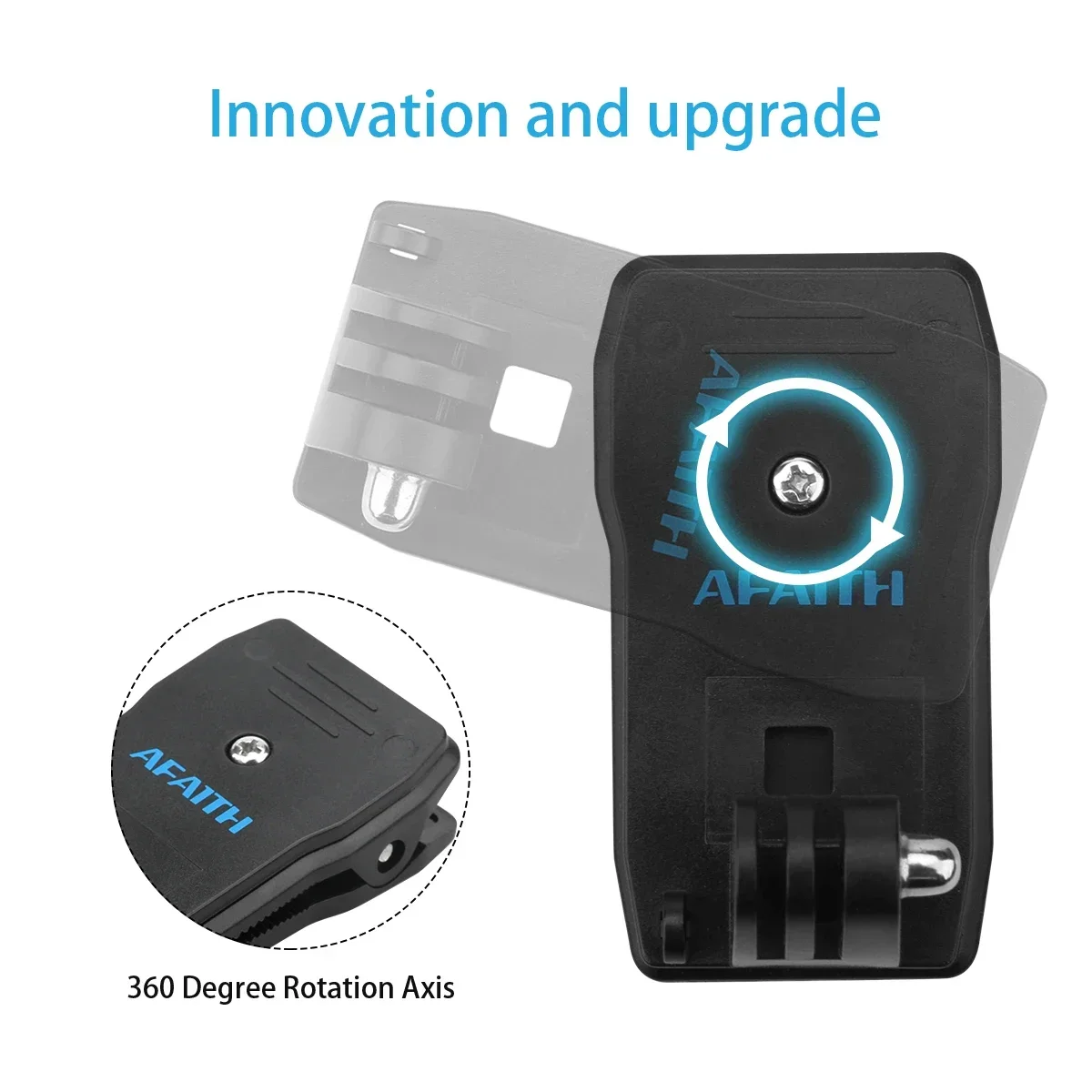 Afaith 360 도 회전 배낭 클립, 고프로 히어로 13 12 11 10 9 8 DJI OSMO 액션 5 4 3 Insta360 모자 벨트 배낭 클램프