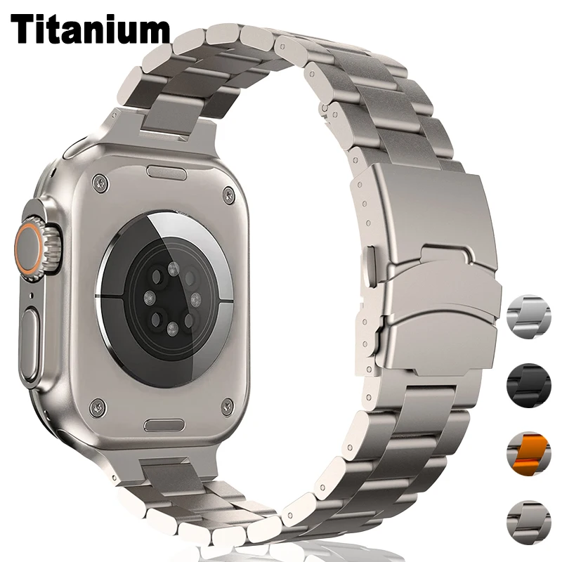 

Титановый ремешок с двойной защитной застежкой для Apple Watch Ultra 3&2&1, прочный и легкий, для iWatch 11 10 9 8 7 654SE 3 2 1