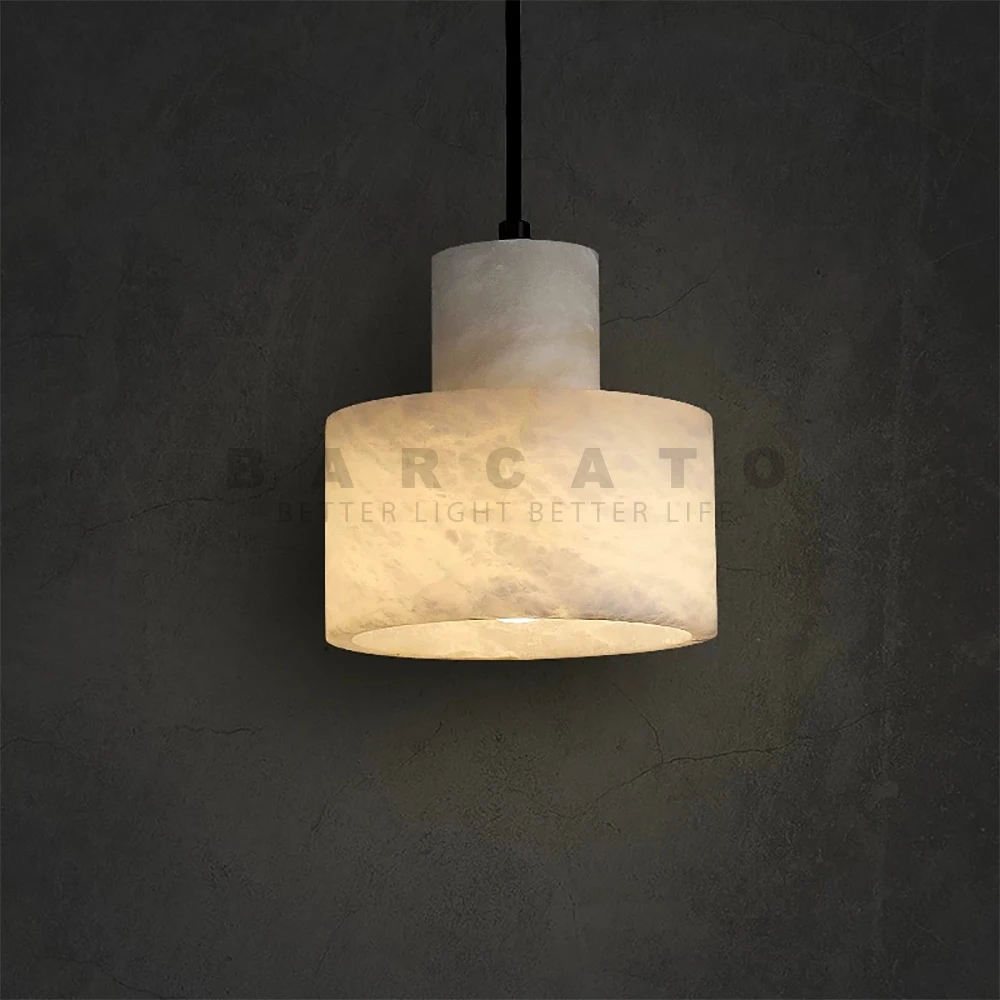2022 Luxury Spanish Marble Pendant Lamp Bedroom Bedside Living Room Art Decor LED  Stone Single Hanging Rope Chandelier Designer