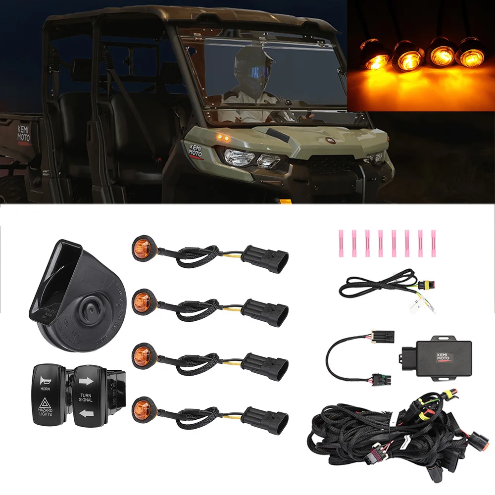

UTV Turn Signal Street Legal Kit with 110DB Horn For Can-Am Defender MAX HD 5/7/8/9/10 Plug Play Pre-Wired Tail Light