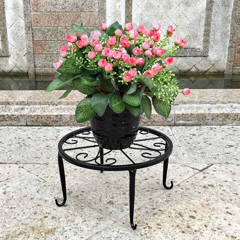 Simple Iron Bonsai Flower Bonsai Tabletop Display Rack Garden Plant Flower Rack Balcony Circular Decorative Rack Decoration