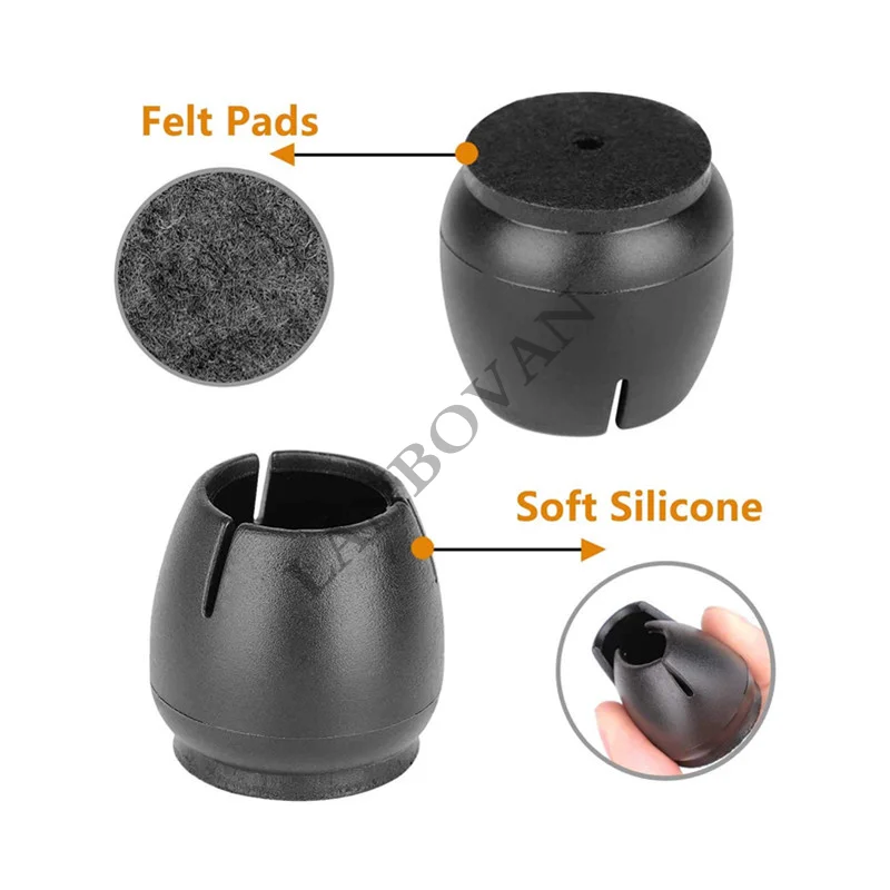 24pcs Black Furniture Legs Feet Pad Silicon Floor Protector for Decor Chair Leg Caps Anti-slip Table Leg Wood Floor Protection