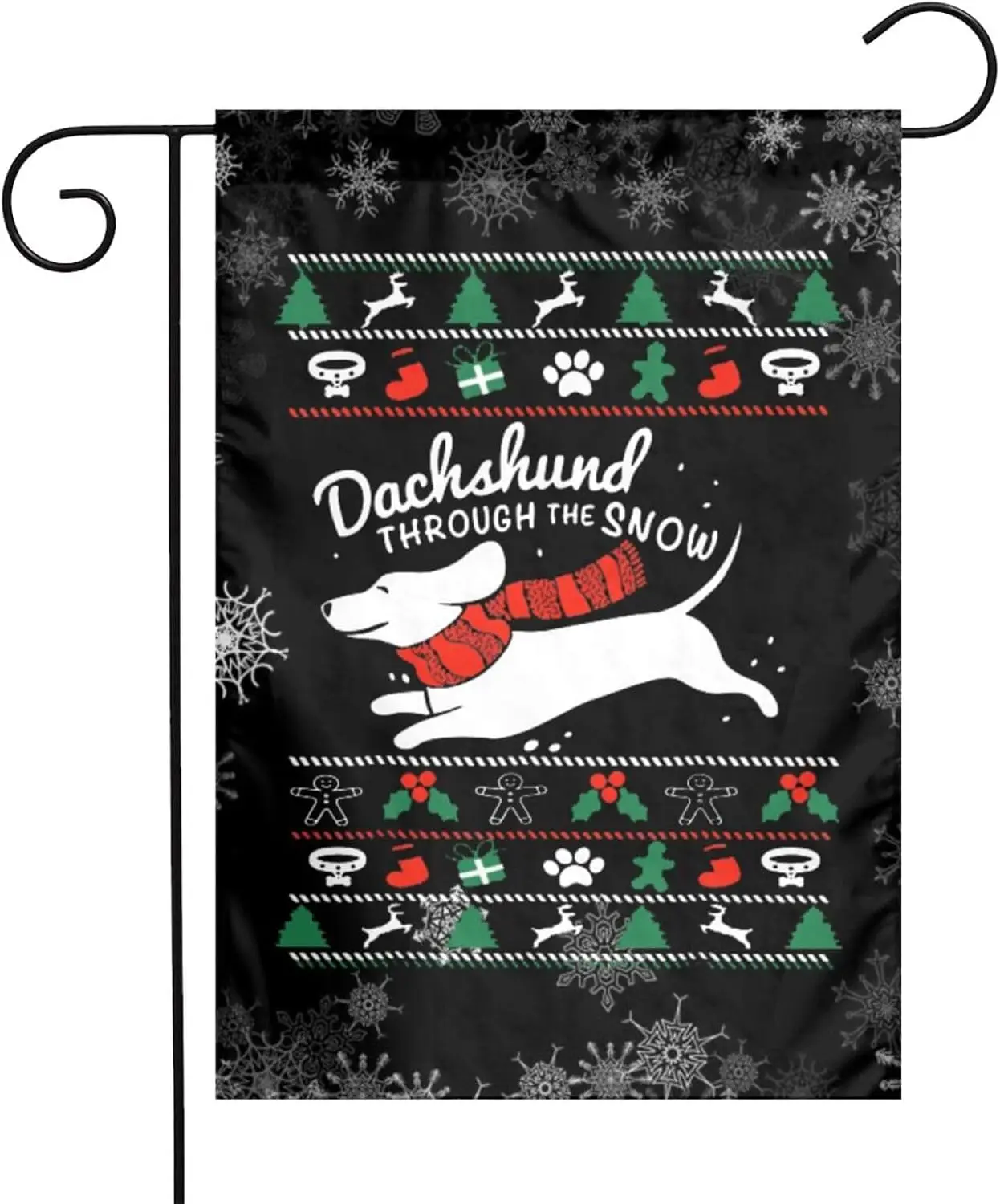 JING Christmas Dachshund Garden Flag Vertical Double Sided Garden Flag Yard Flag For Outdoor Home Decor Party, White, 12 In x18