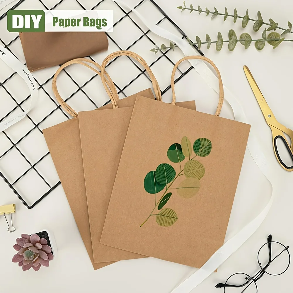 75pcs Medium-Sized Brown Paper Bags with Handles - Sturdy, Easy-to-Carry, Space-Saving, and Convenient for  - Perfect for Small