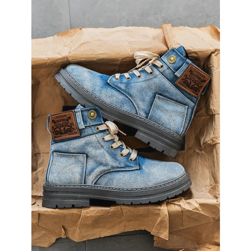 

Men's High Top Denim Boots, Casual Sports Shoes, Trendy and Fashionable Men's Boots