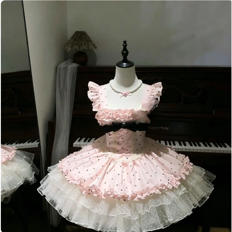 

2026 Casual French Elegant Princess Gothic Lolita Dress Women Sleeveless Lace Mesh Bow Sweet Cosplay Birthday Holiday Outfit