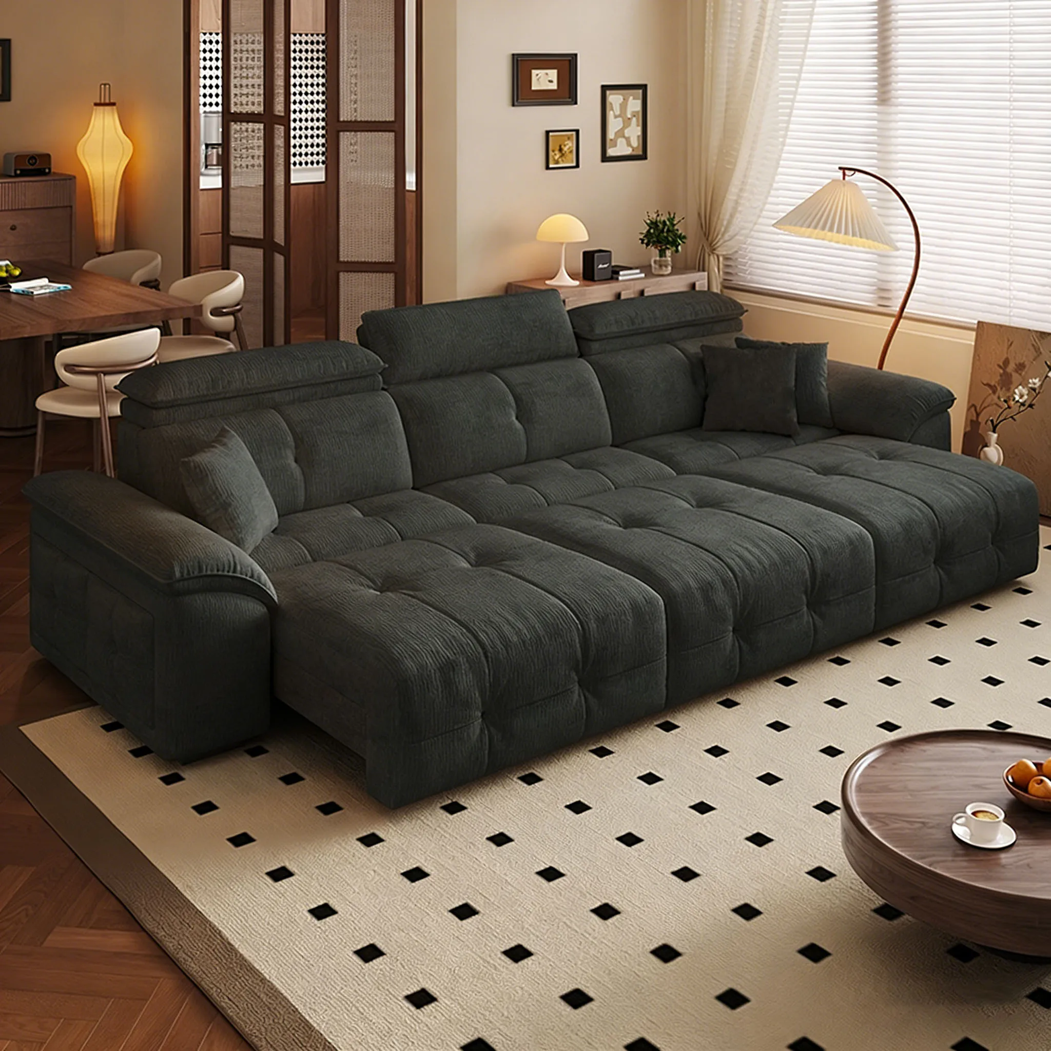 2025 Functional Electric Sofa Living Room Recliner Intelligent Voice Retractable Extendable Convertible PU One Seat Lawrence