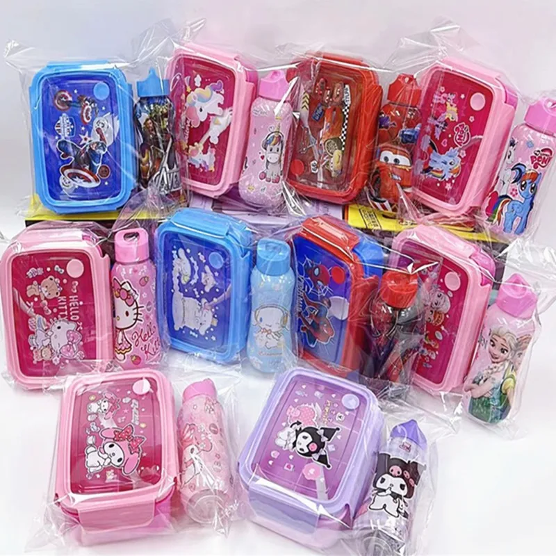 Sanrio Anime Lunch Box studente portatile isolato Lunch BoxSet Hello Kitty diviso Lunch Box bollitore Set confezione squisita