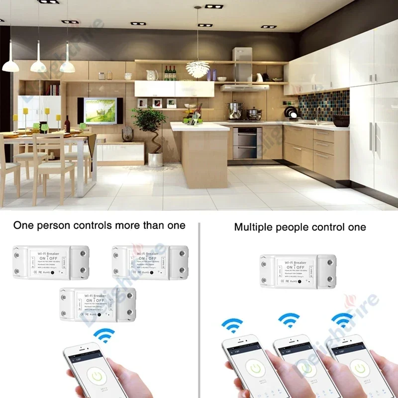 DIY Smart Light WiFi Switch Tuya Smart Life APP Wireless Remote Control 10A Smart Home Breaker Works With Alexa Google Home