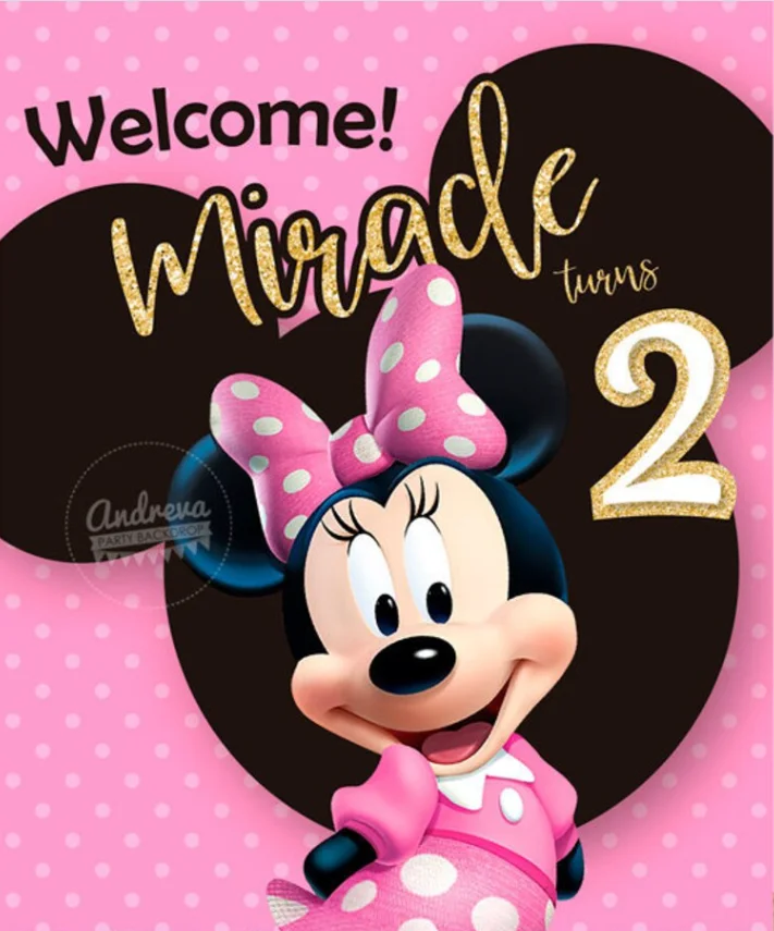 Custom Background Party Backdrops Pink Minnie Mouse Birthday Decorations Children\'s Decoration Photozone Wall Backdrops