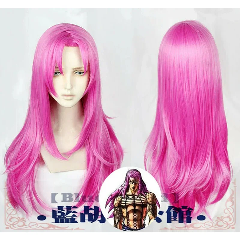 

Anime JoJo's Bizarre Adventure Golden Wind Diavolo 80cm Long Rose Red Hair Heat Resistant Cosplay Costume Wigs + Wig Cap