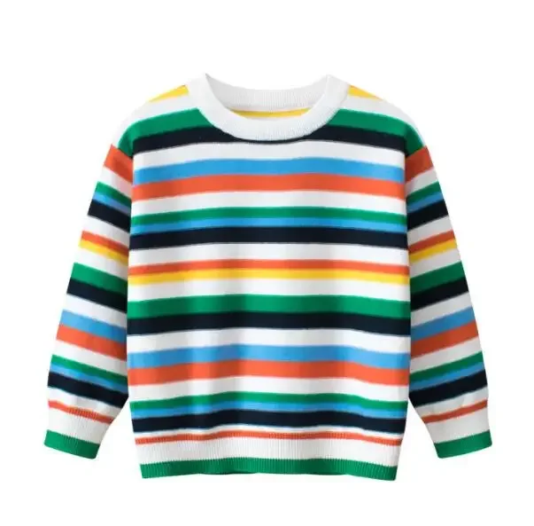 

2025 Fashion Newly Kids Boy Girls Colorful Stripe Pattern Hoodie Tops Sweater Long Sleeve Boys Hoodies