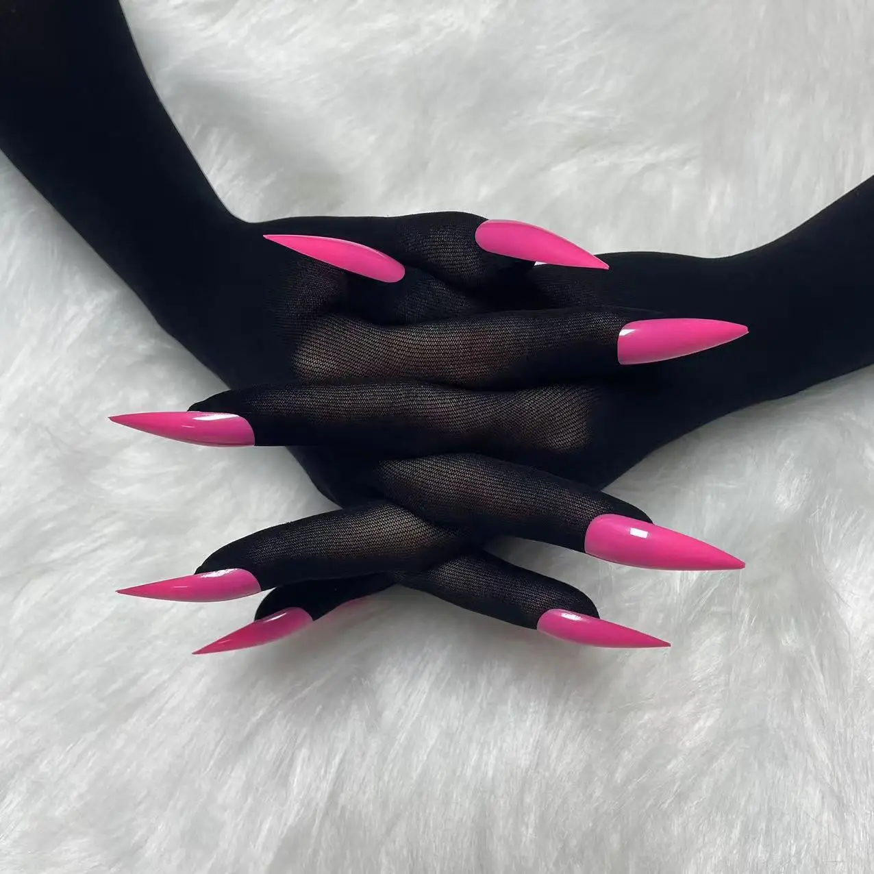 

Black stockings ultra-thin breathable five finger split finger men and women fetish cross dressing Halloween with long nails sto