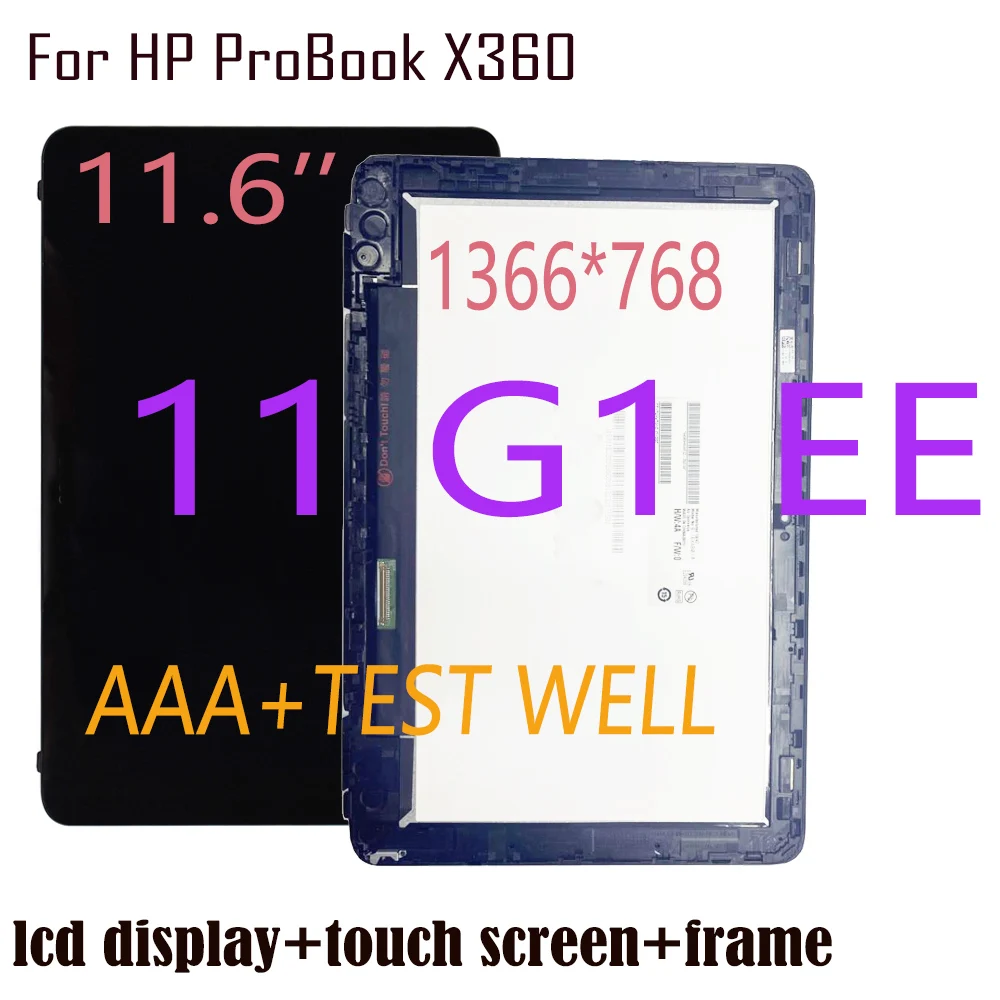 

11.6 inch HD LCD For HP ProBook X360 11 G1 EE LCD LED Display Touch Screen Digitizer Panel Assembly Frame Bezel Replacement