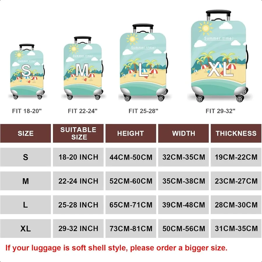 Travel Lage Cover Baggage Suitcase Cover Protector Skins 1832 Inch Beach M (for 2224 inch lage )
