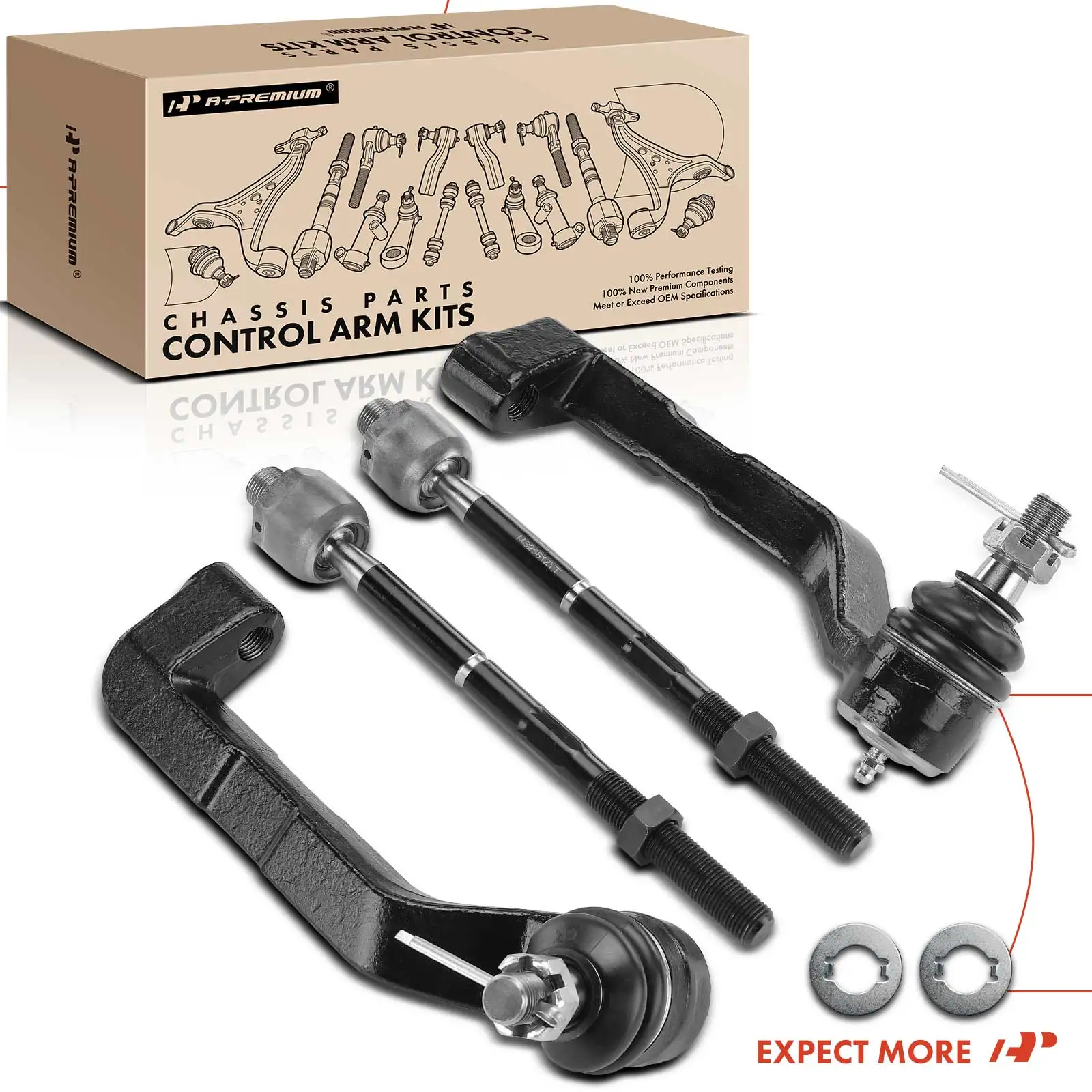 A-Premium 4x Front Inner & Outer Tie Rod End for Dodge Charger 2007 Magnum 2005-2007 Chrysler 300 2005-2007