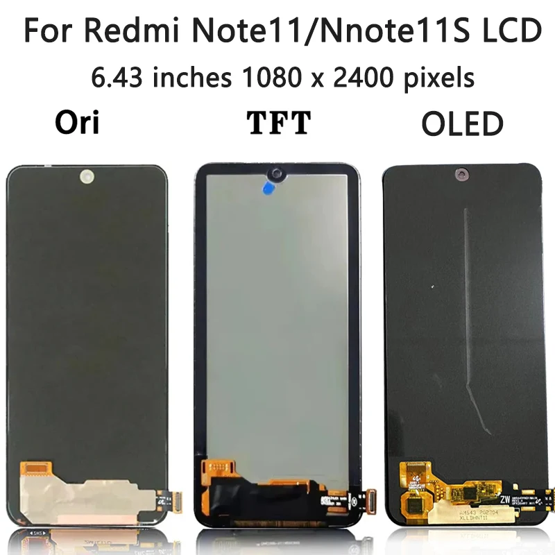 TFT/OLED/Ori For Redmi Note 11S LCD For Xiaomi Redmi Note 11 Display Note11 2201117TG Screen Touch Glass Digitizer  With Frame