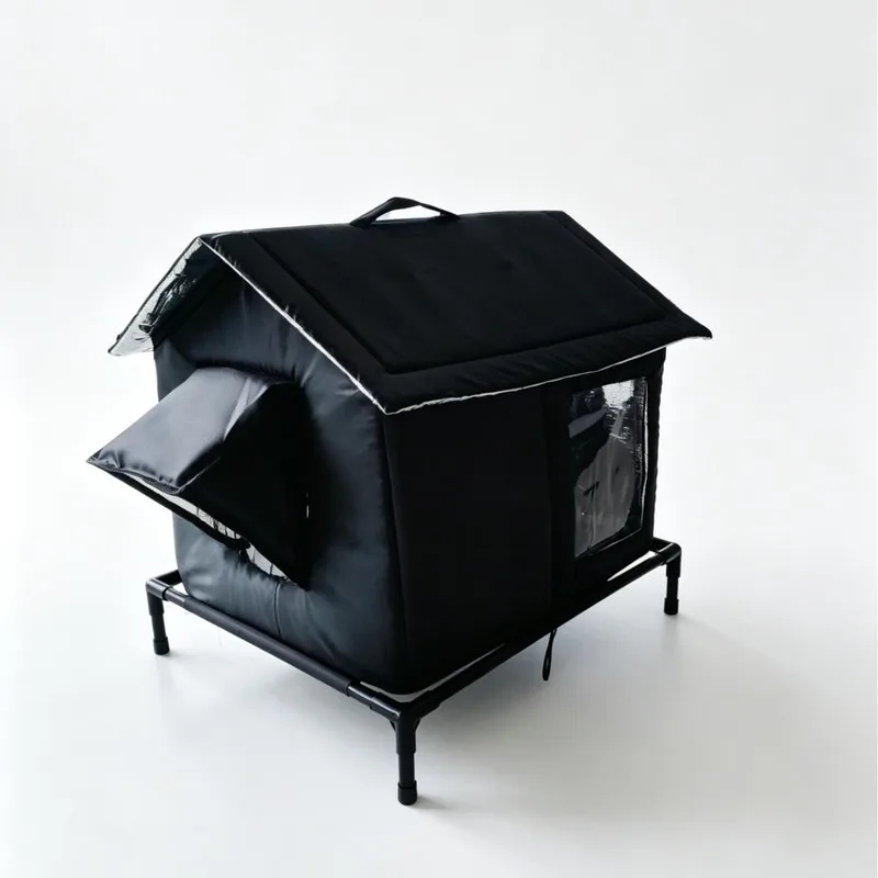 Waterproof Elevated Dog House Outdoor Ventilated Pet Kennel Rainproof Sun Resistant Small Medium Dogs Four Seasons Use Shelter