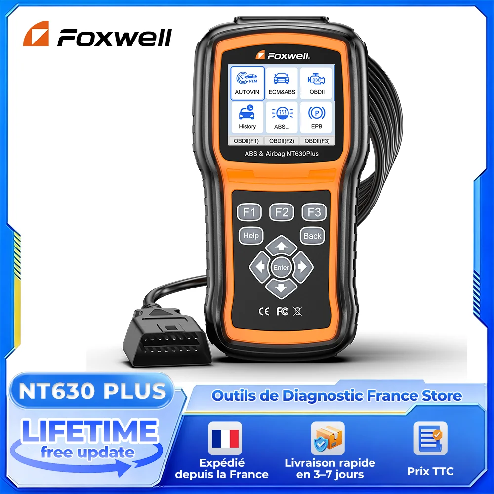FOXWELL NT630 PLUS OBD2 Scanner mit ABS und SRS 2026 ABS Auto Bleed Scan Tool Brems- und SRS-Scanner Live-Daten Auto-Codeleser